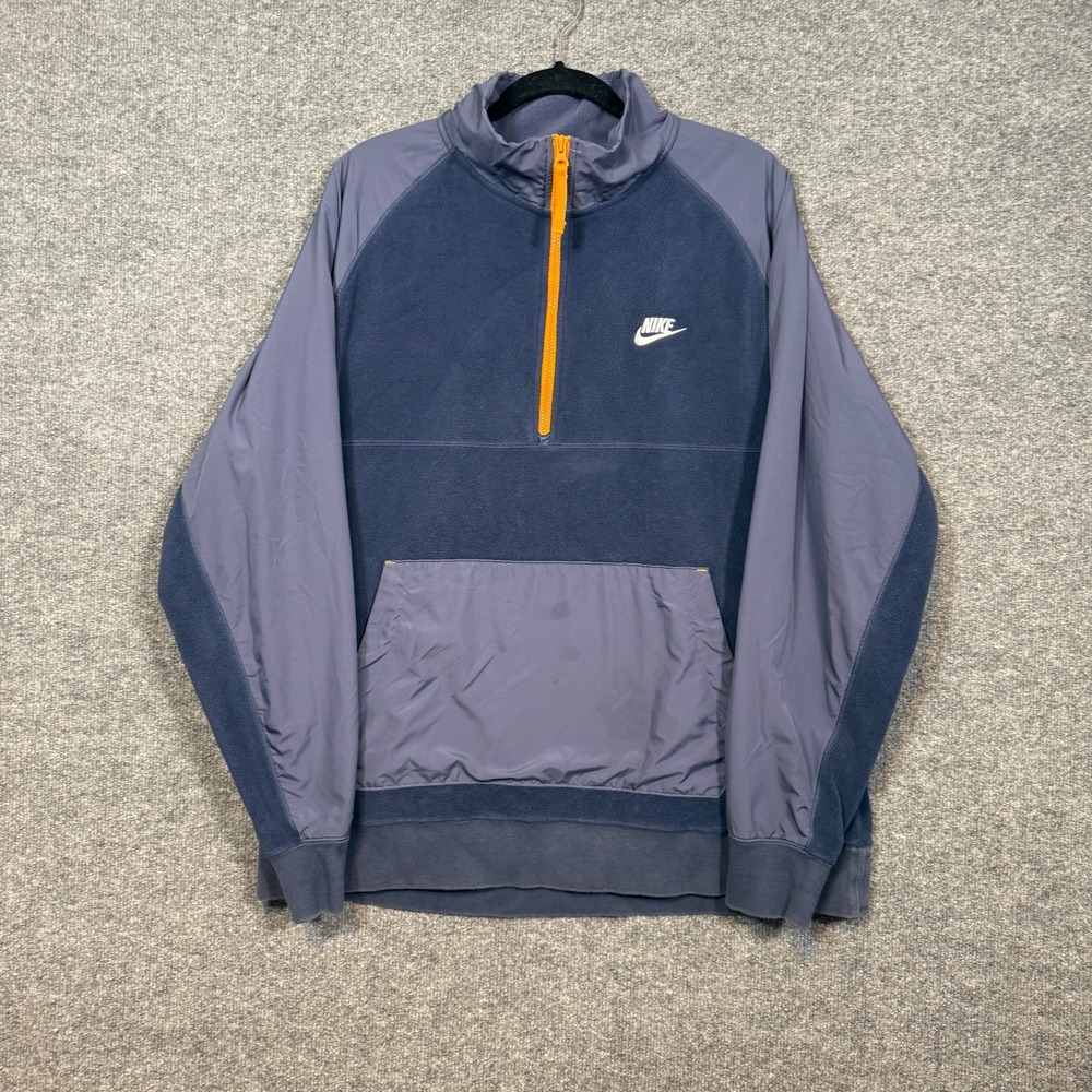 Nike Sweatshirt Jacket Mens XL Blue 1/4 Zip Pullover Fleece Long Slv‎ Softshell